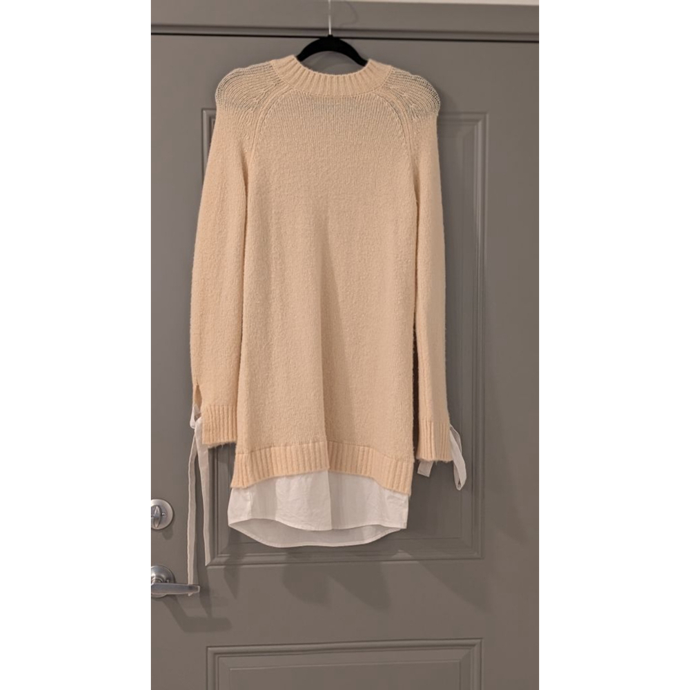 Women's ENGLISH FACTORY Beige & White Crew Neck Sweater S - Picture 2 of 11